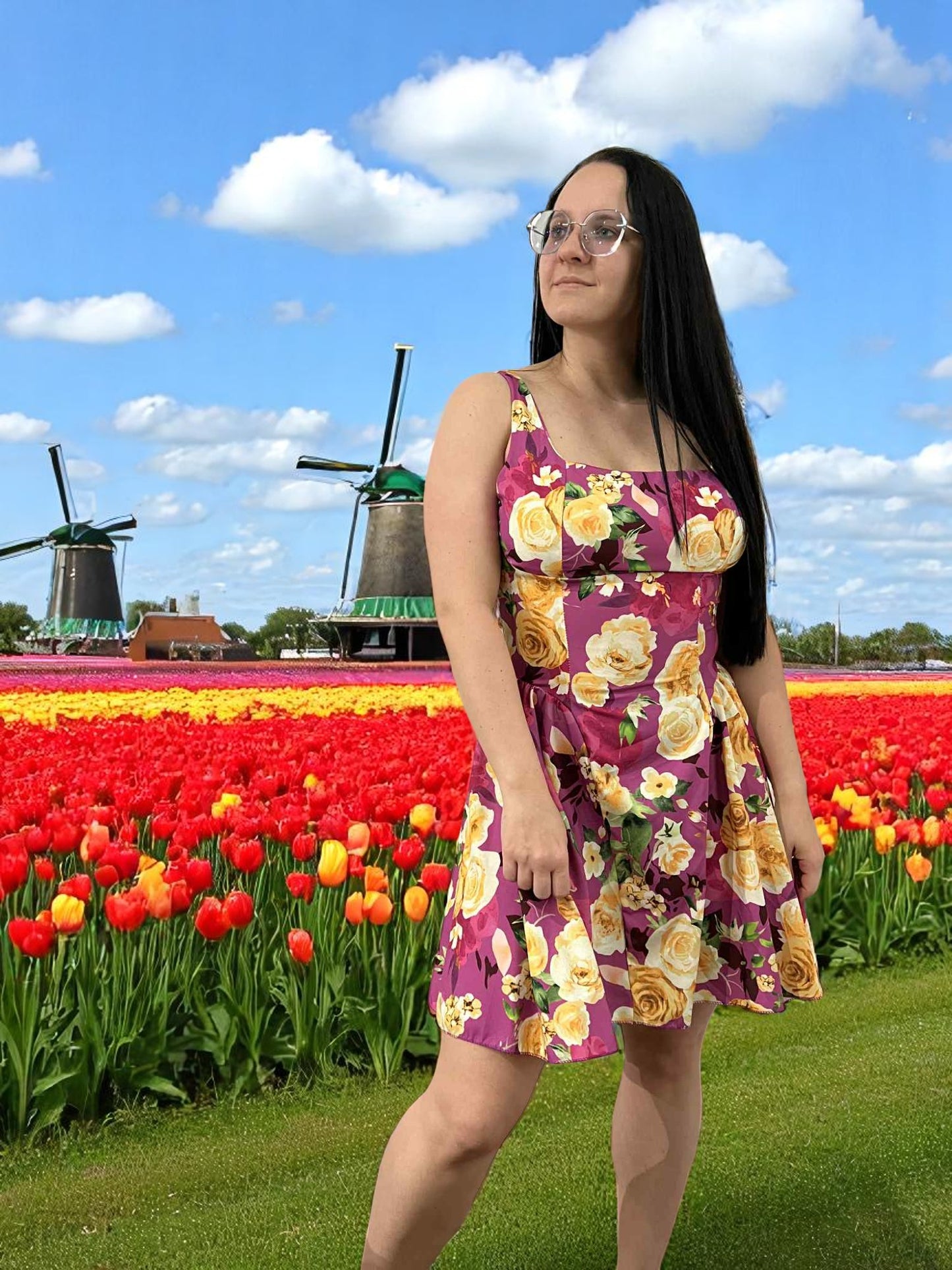 BIRDY Női rózsamintás ruha
